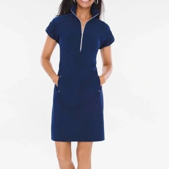 Chico's Dresses & Skirts - CHICOS  WOMENS Zenergy Neema Half-Zip Dress NAVY SZ 1